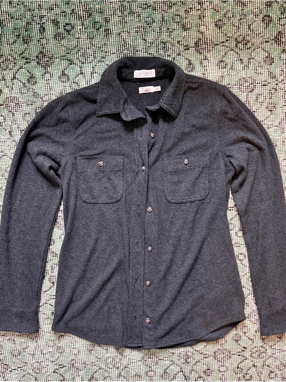 Faherty Dark Gray Button-Down Utility Shirt